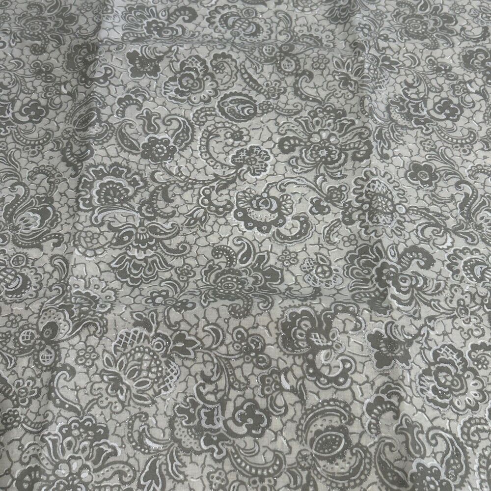 Heirloom Lace Cotton Quilting Fabric Michael Miller Cream Silver 40" X 44"